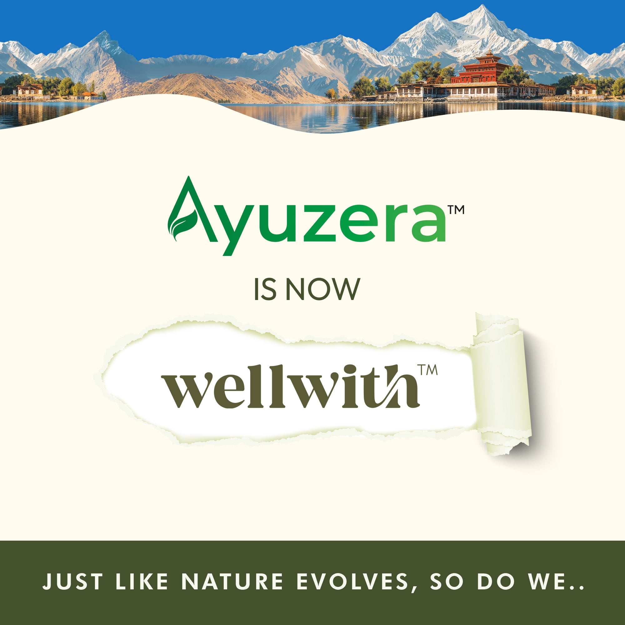 Advertisement for Ayuzera transitioning to wellwith with a scenic background