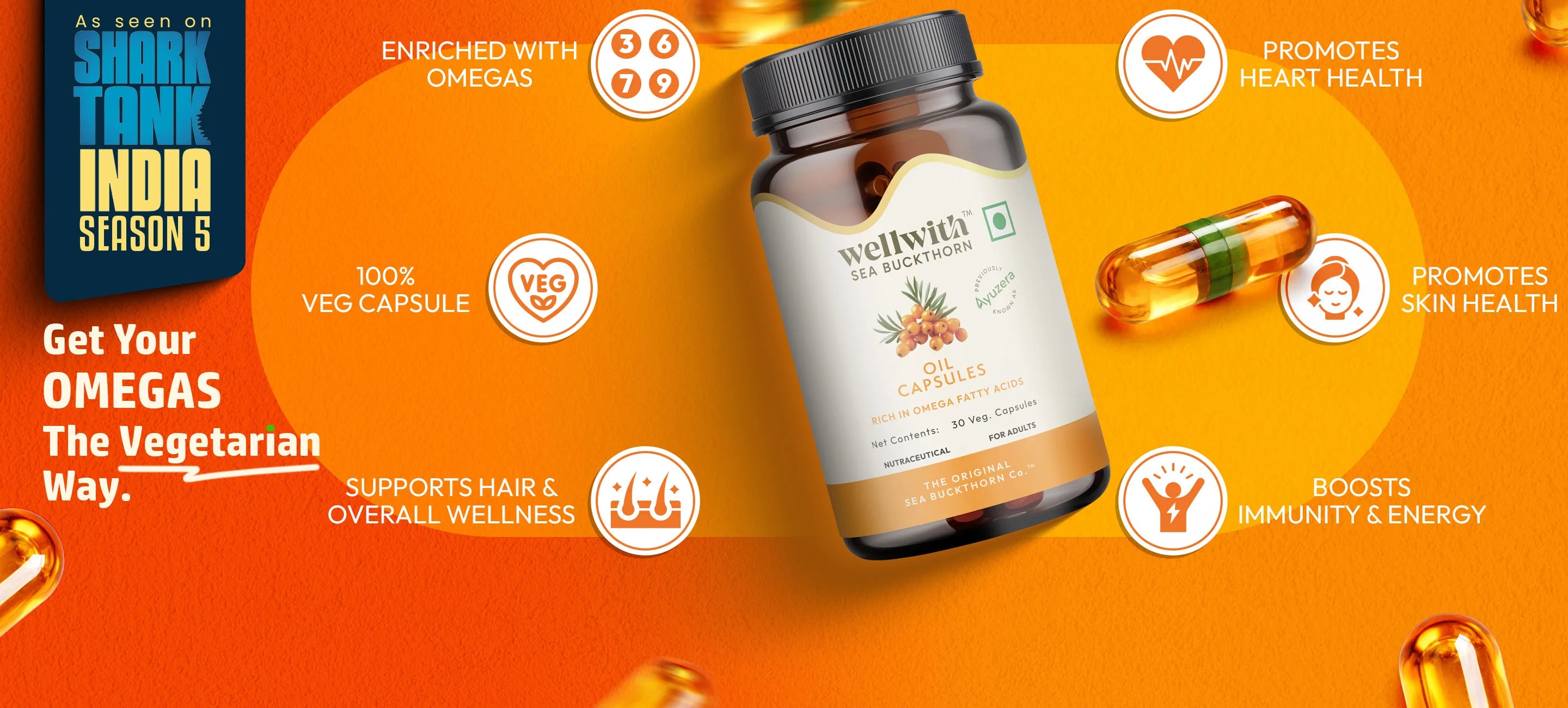 omega 7 rich sea buckthorn oil capsules banner