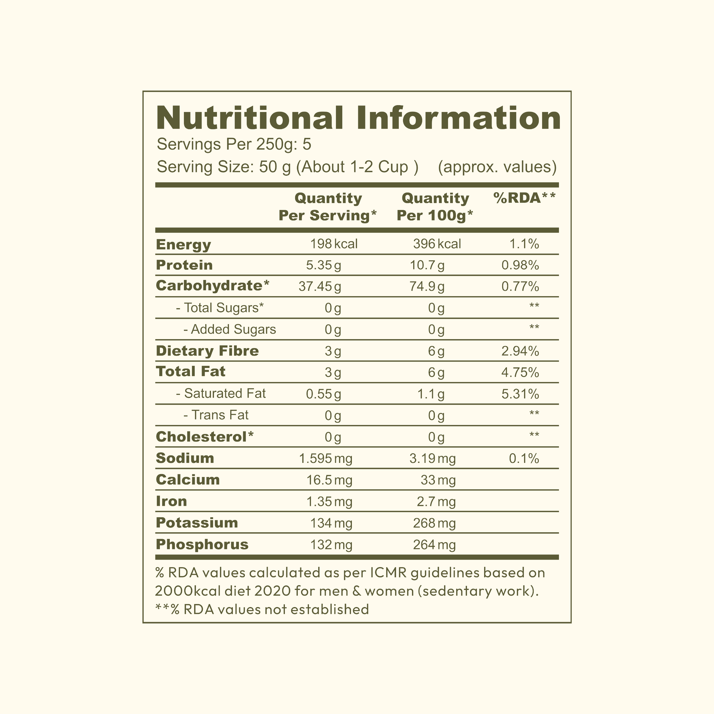 Nutritional information label for a wellwith chak hao rice on a white background.