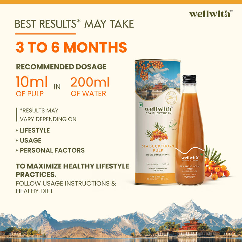 Sea Buckthorn Juice (Pulp) 300ml | For Skin, Immunity & Gut