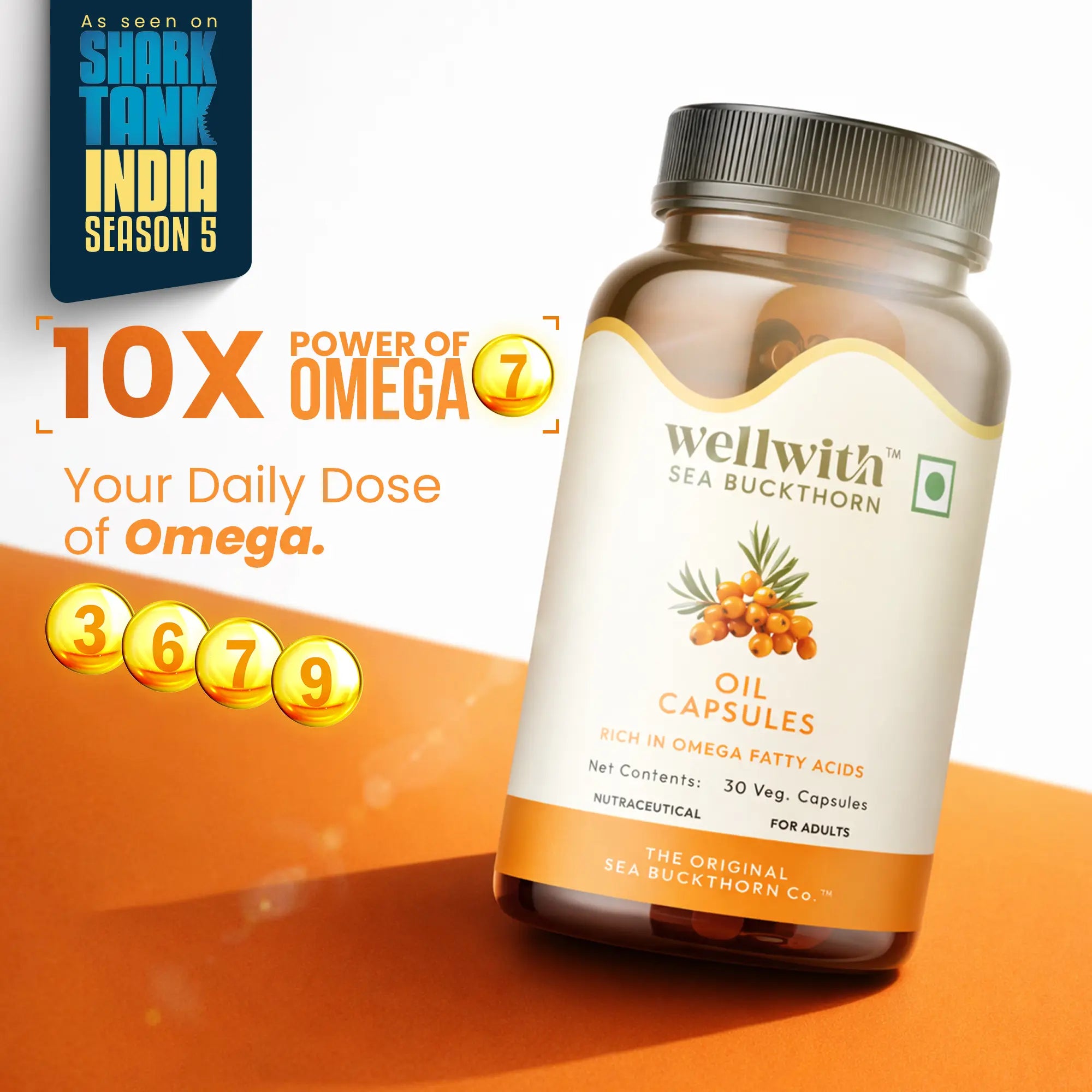 Omega 7 Sea Buckthorn Oil Capsules | For Skin, Gut And Heart Health