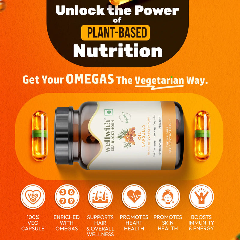 Omega 7 Sea Buckthorn Oil Capsules | For Skin, Gut And Heart Health