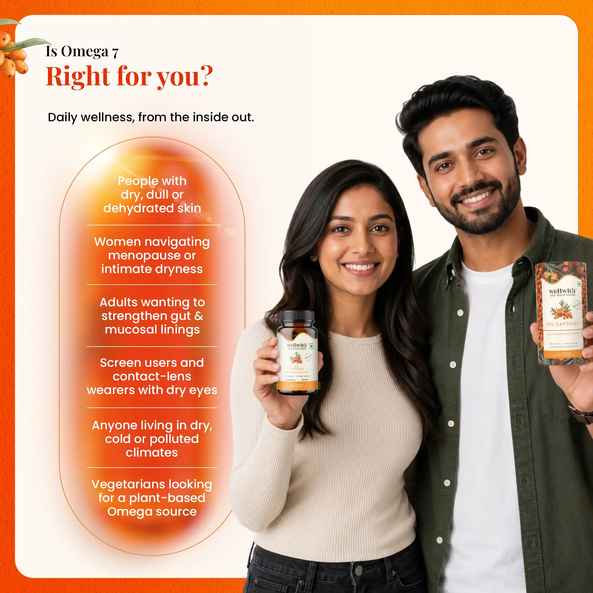 Omega 7 Sea Buckthorn Oil Capsules | For Skin, Gut And Heart Health