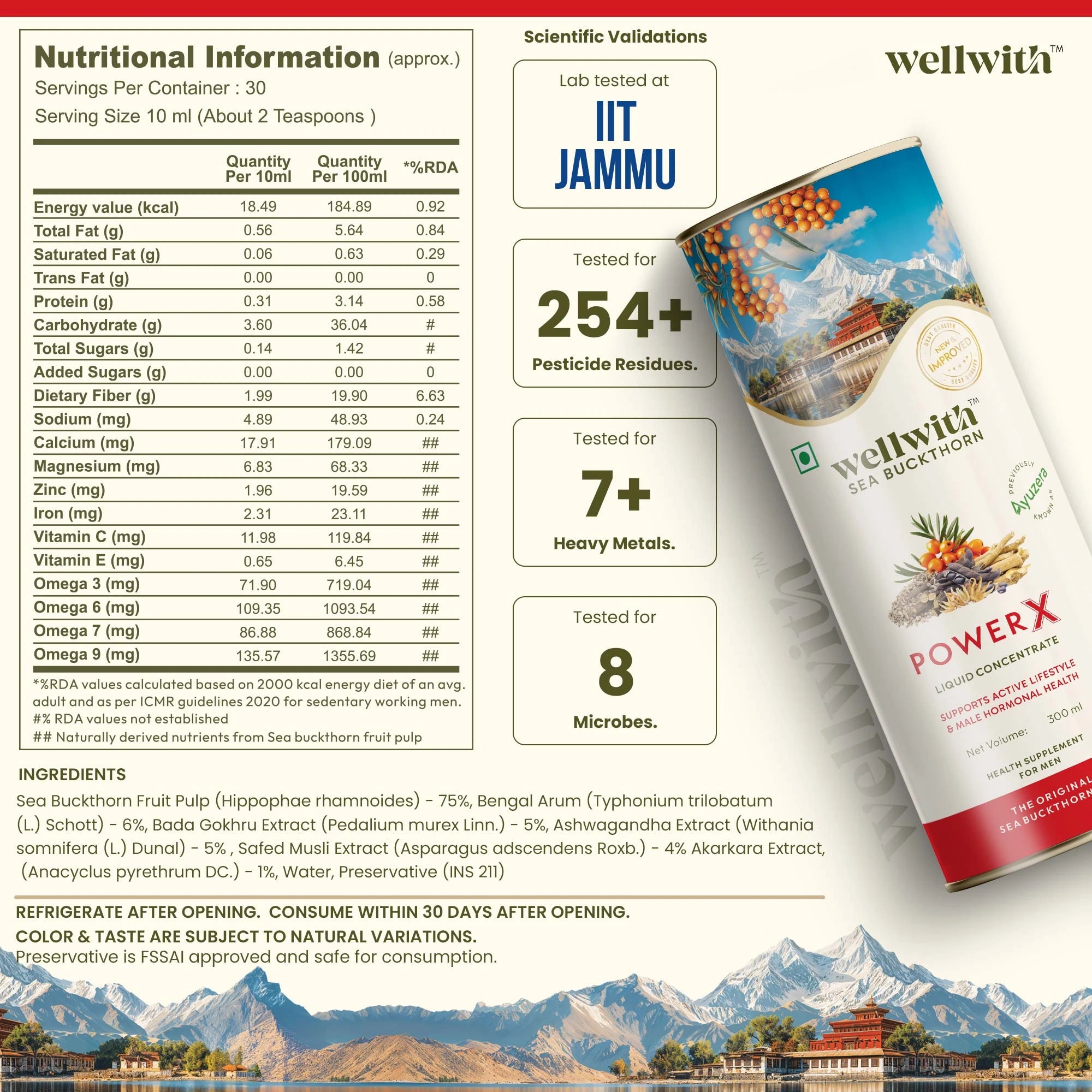 nutritional information of sea buckthorn power x